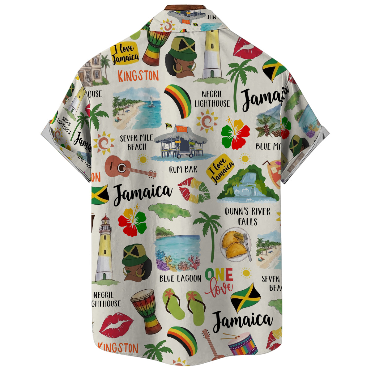 Jamaican Style Hawaiian Shirt With National Symbols