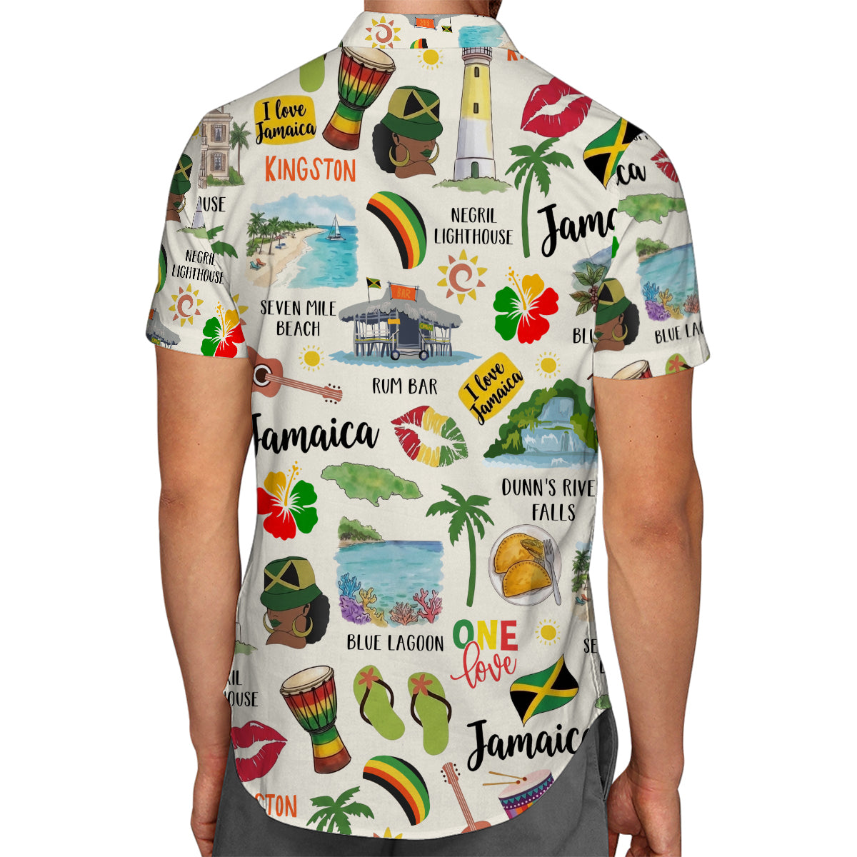 Jamaican Style Hawaiian Shirt With National Symbols