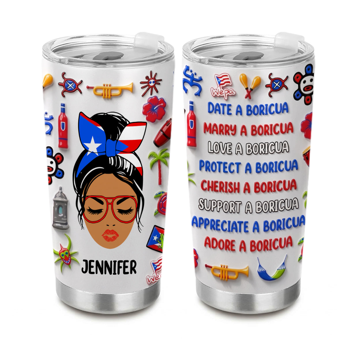 Custom Boricua Tumbler With Funny Quotes
