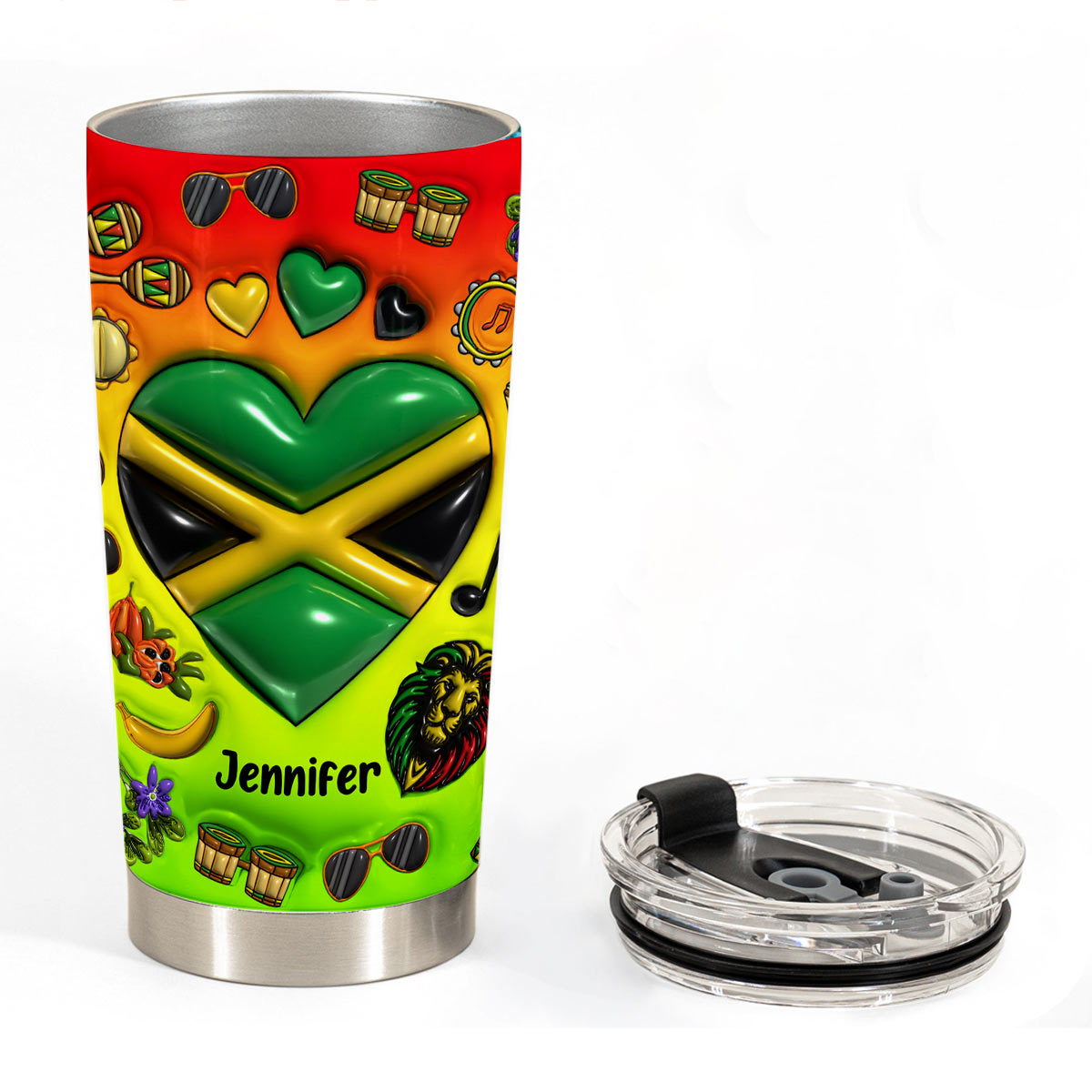 Custom Jamaica Heart Tumbler With Name
