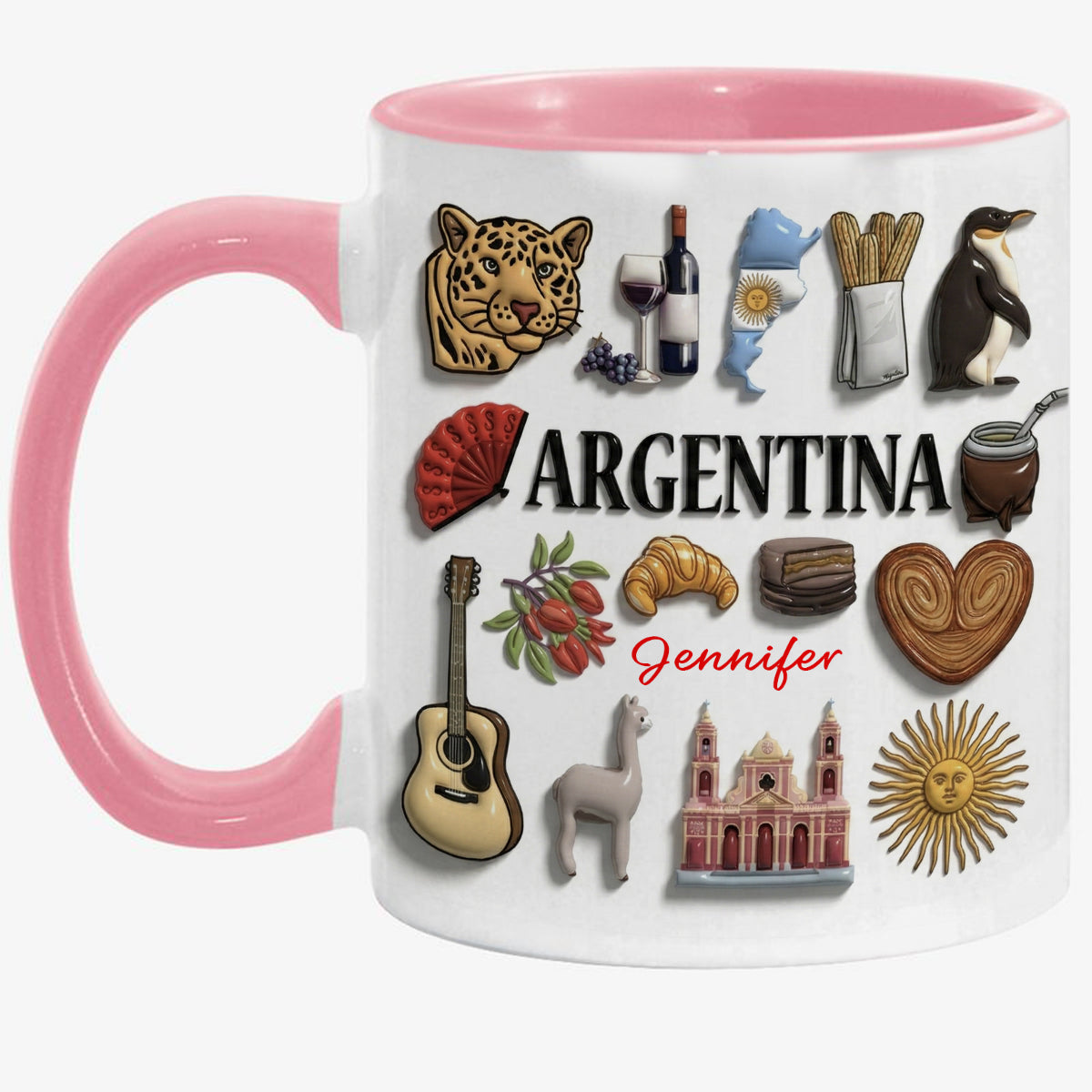 Custom Argentina Accent Mug With Many Argentina Symbols
