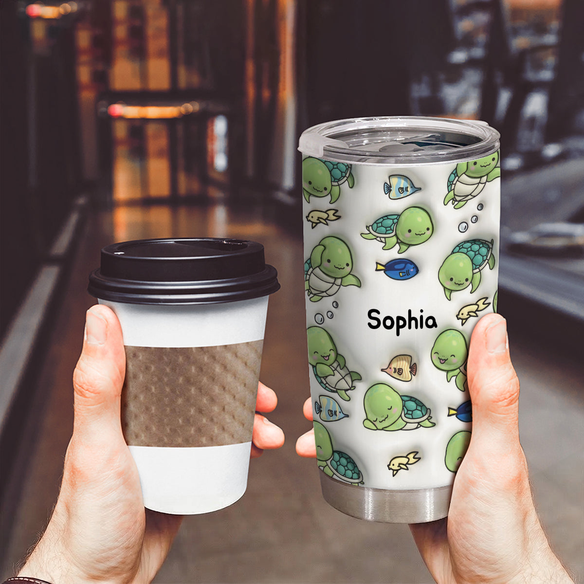 Personalized Turtle Tumbler Cup With Name, Custom Turtle Lovers Gifts