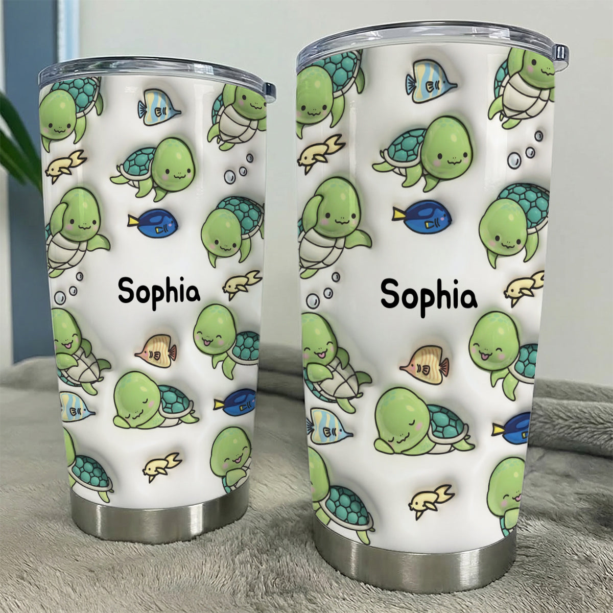 Personalized Turtle Tumbler Cup With Name, Custom Turtle Lovers Gifts