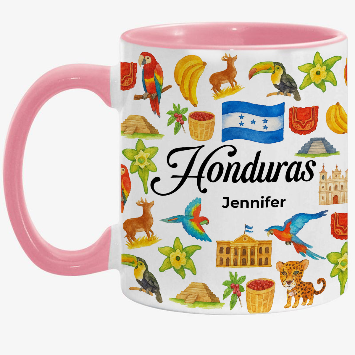 Custom Honduras Accent Mug With Water Symbols, Name