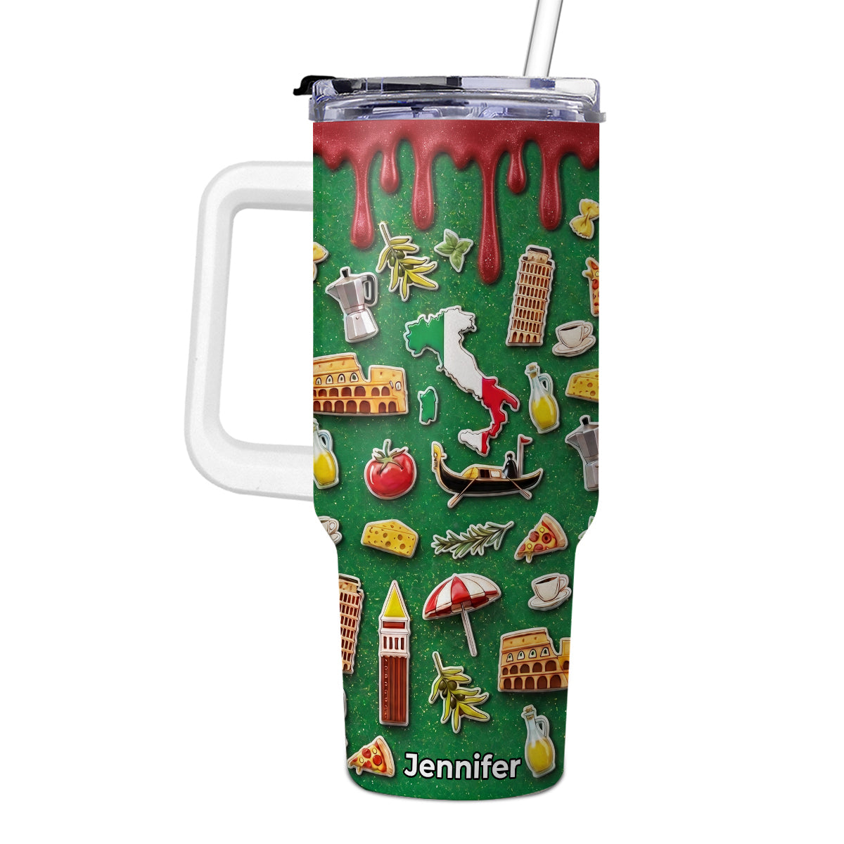 Custom Italy With Color Of Italy Flag Tumbler