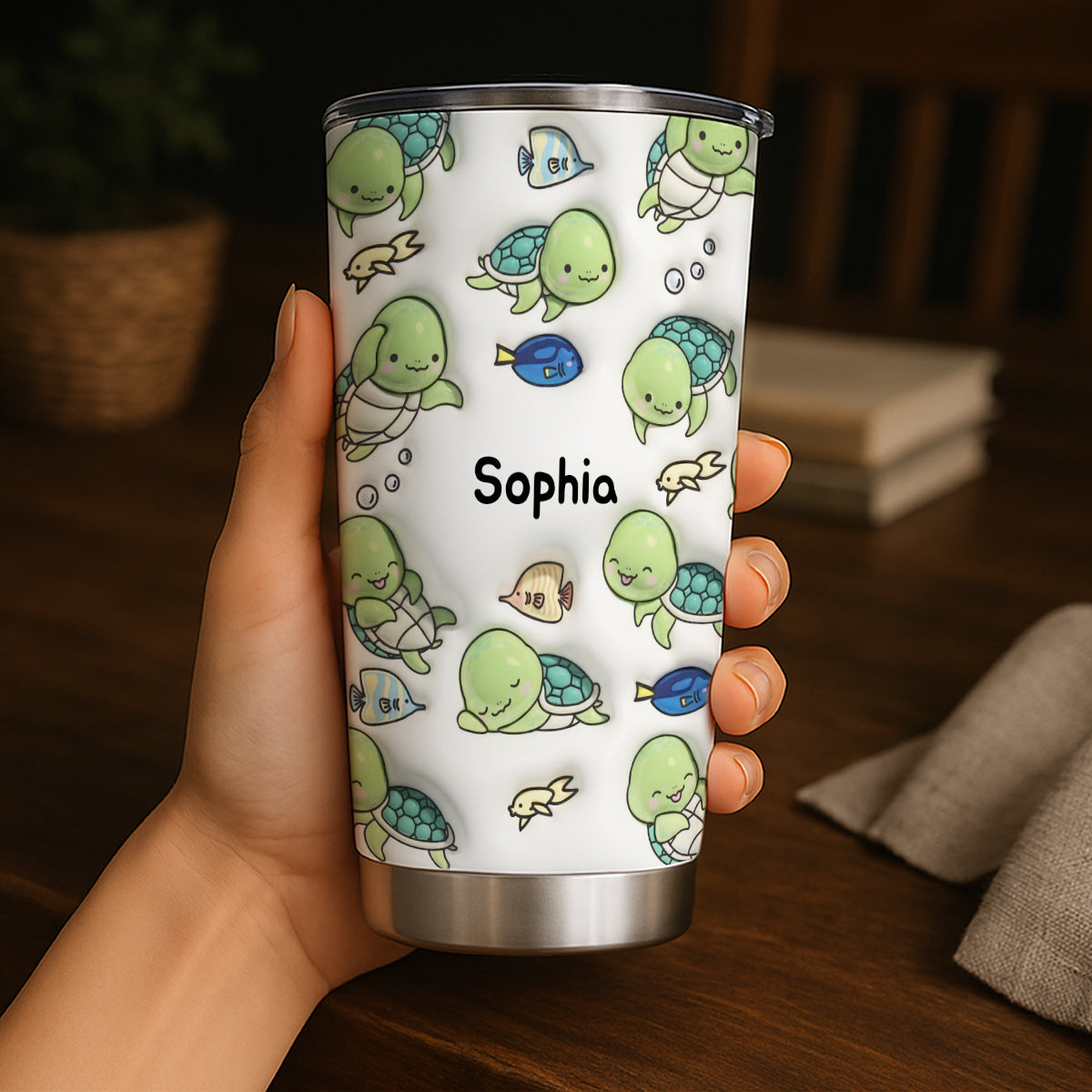 Personalized Turtle Tumbler Cup With Name, Custom Turtle Lovers Gifts
