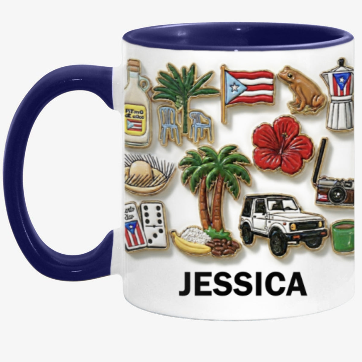 Puerto Rico Culture 2D Printed Coffee Mug Cup Personalized With Name