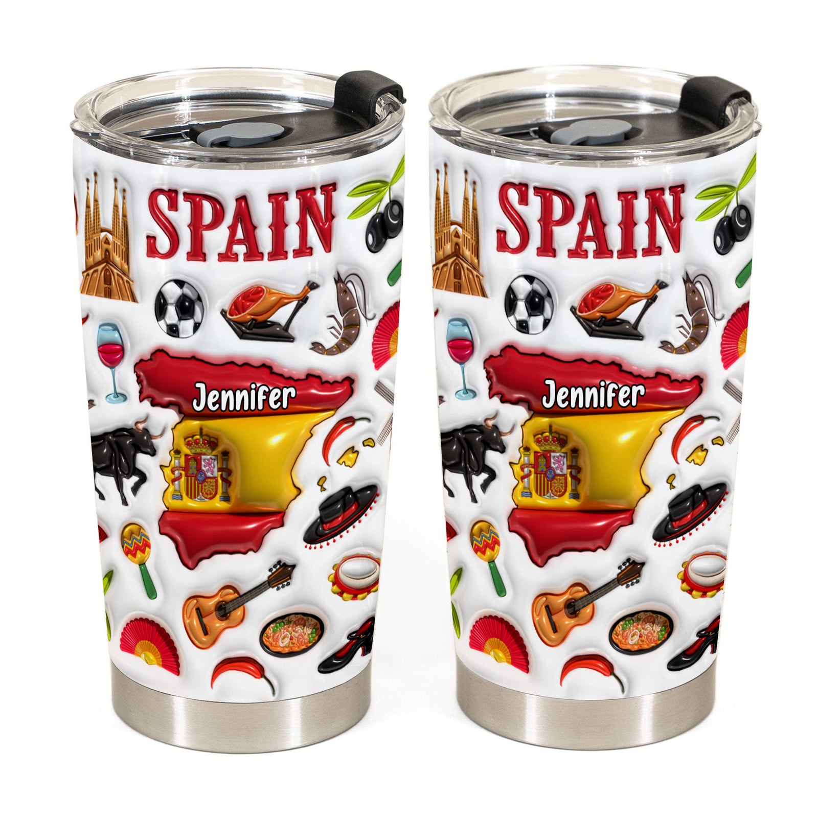 Custom Spain Tumbler Cup With Your Name