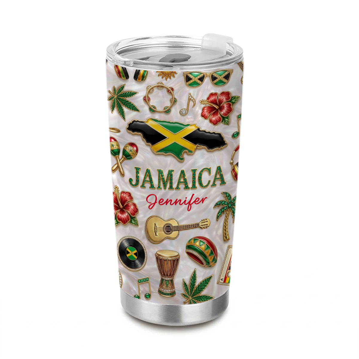 Custom Jamaica Tumbler With Jamaica Glitter Effect