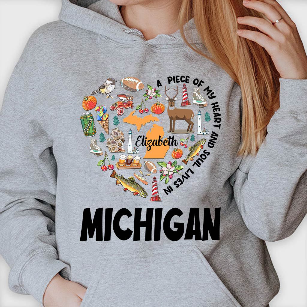 Personalized Michigan T-shirt, My heart and Soul Lives In Michigan