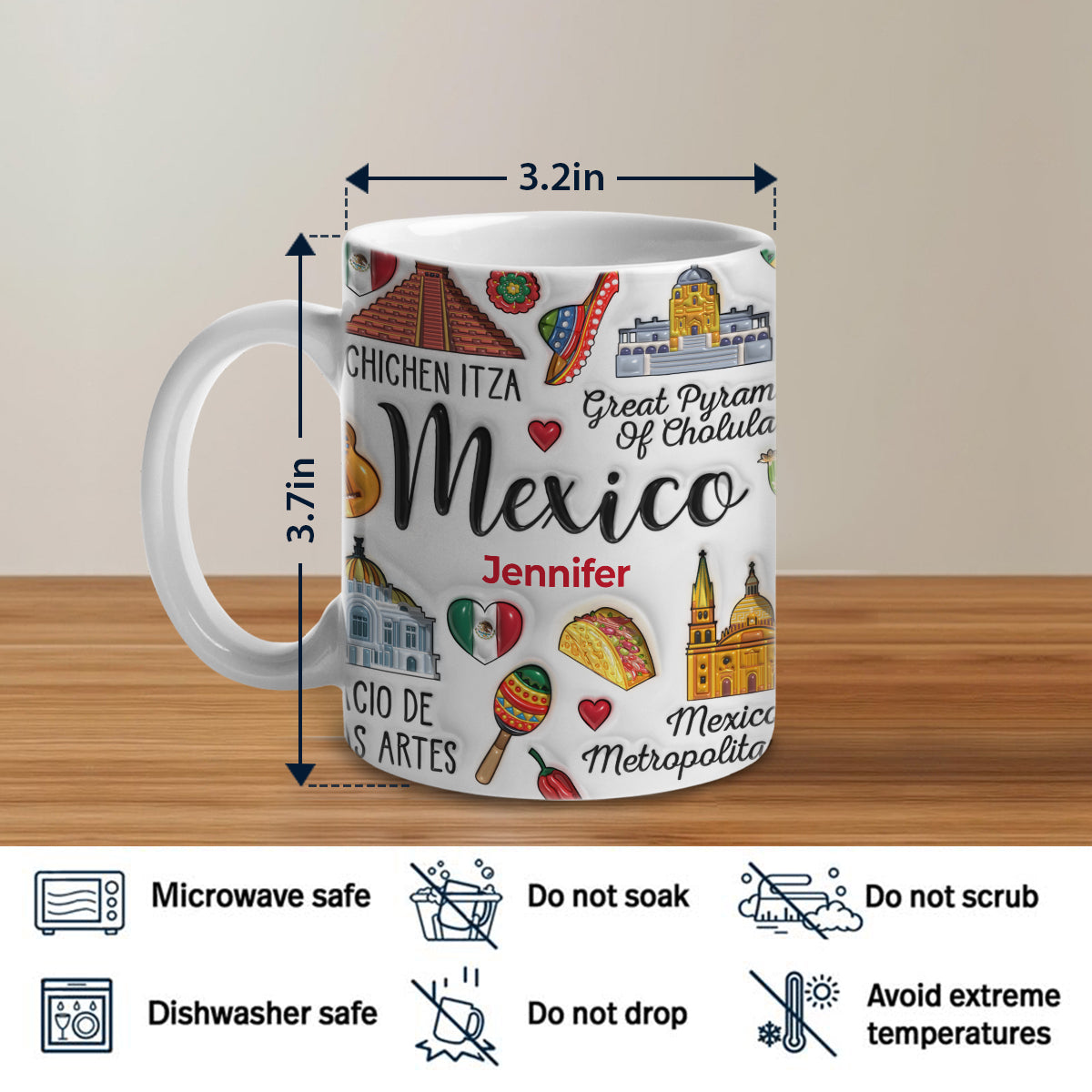 Custom Mexico Coffee Mug Cup With Symbols