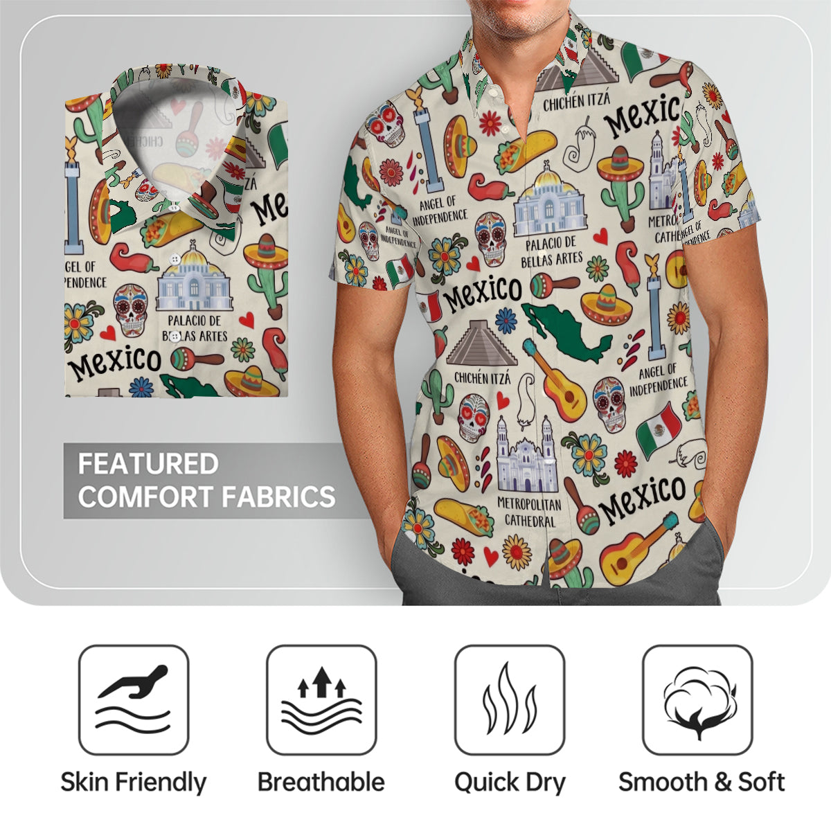 Mexico Style Hawaiian Shirt With National Symbols