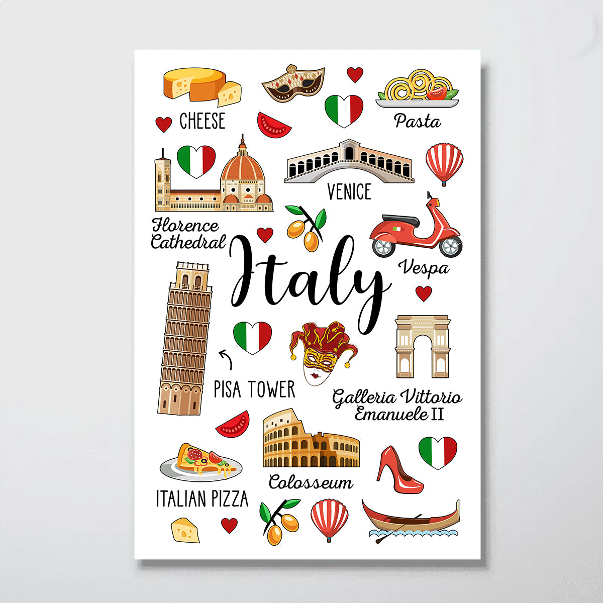 Italy Poster With Symbols