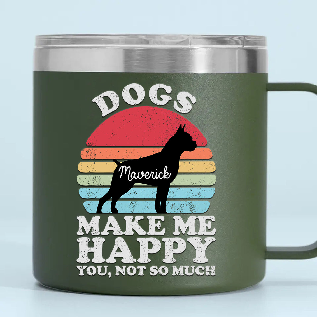 Dogs Make Me Happy Personalized 14oz Stainless Steel Tumbler With Handle