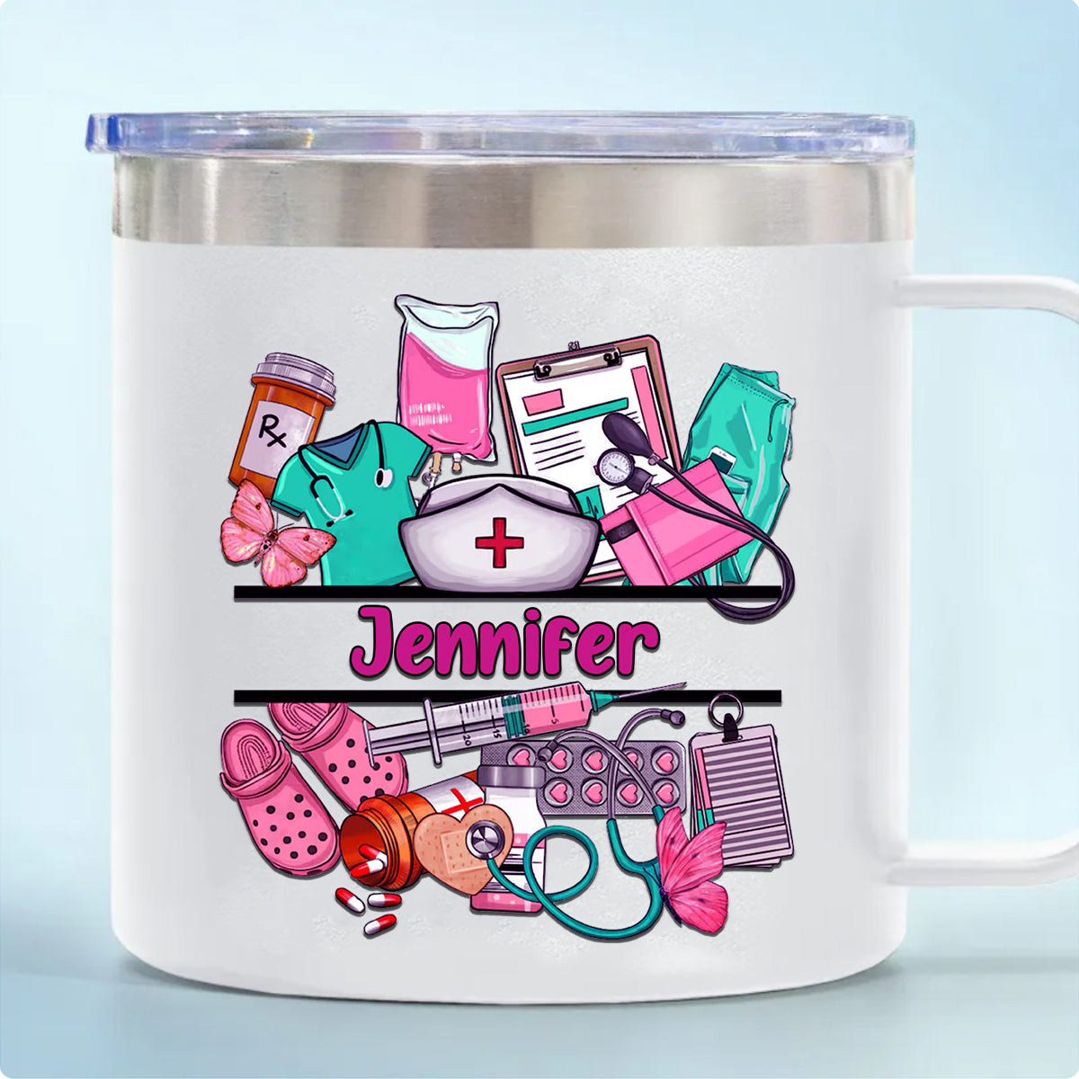 Nurse Personalized 14oz Stainless Steel Tumbler With Handle