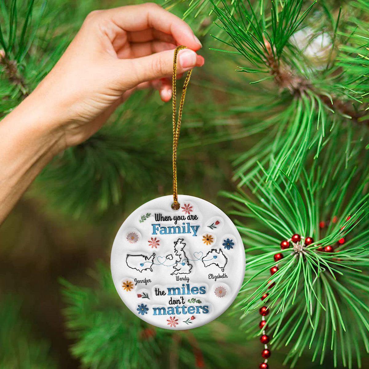 Personalized Long Distance Family Christmas Ornaments