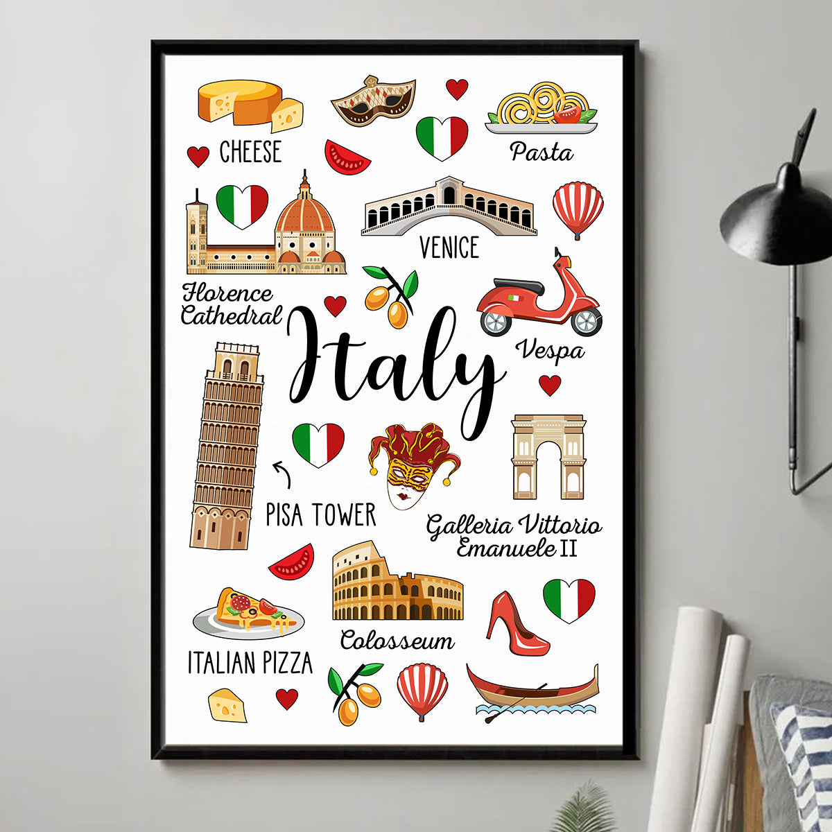 Italy Poster With Symbols