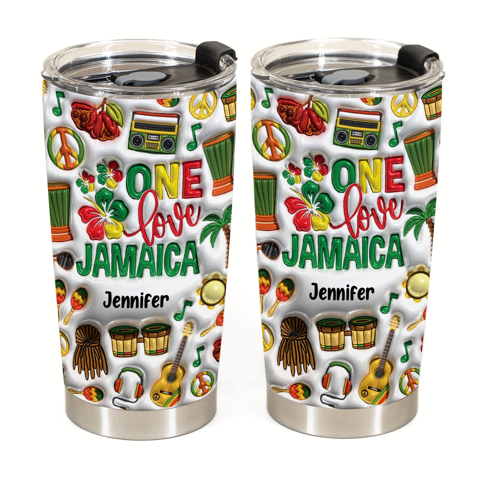 One Love Jamaica Personalized Tumbler With Your Name