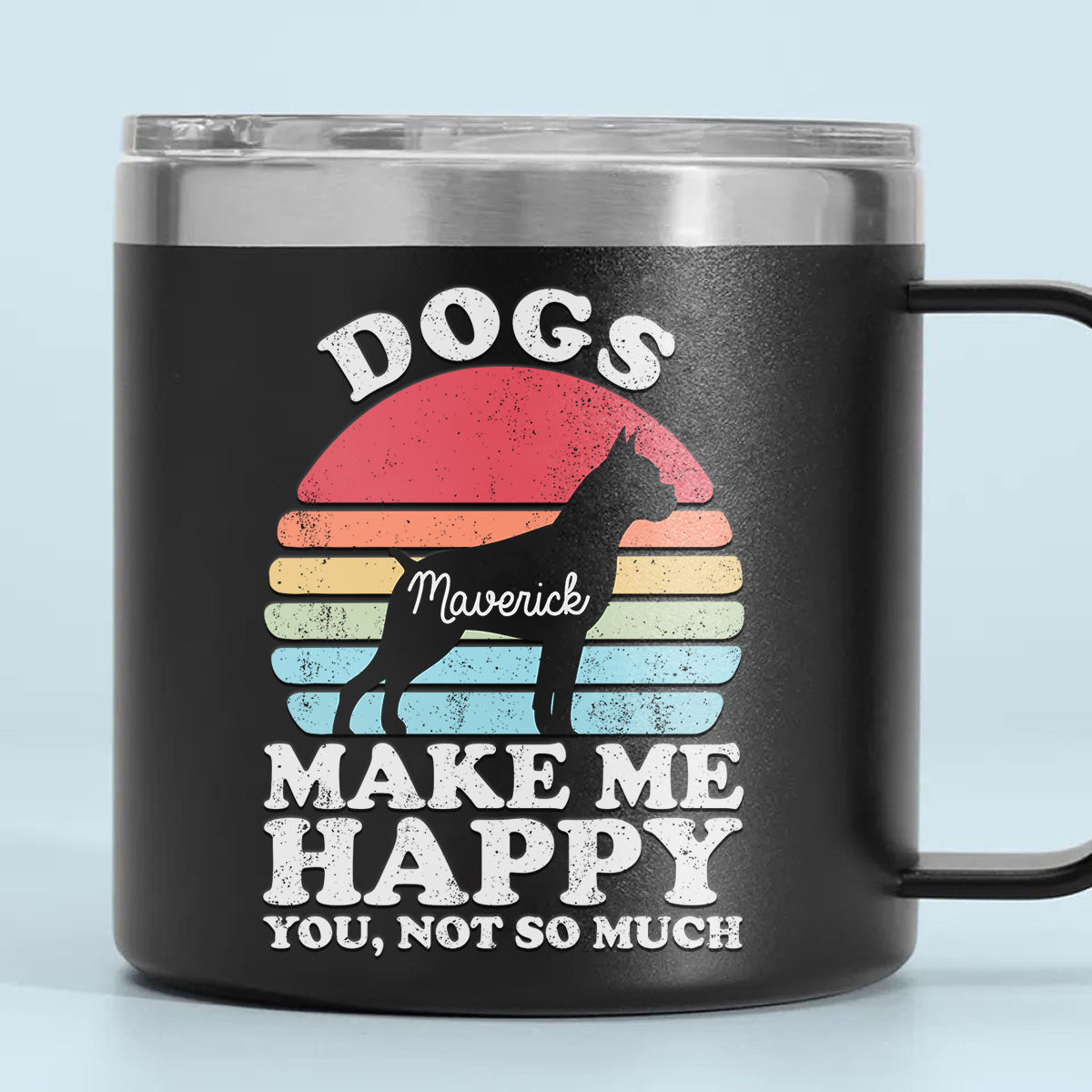 Dogs Make Me Happy Personalized 14oz Stainless Steel Tumbler With Handle