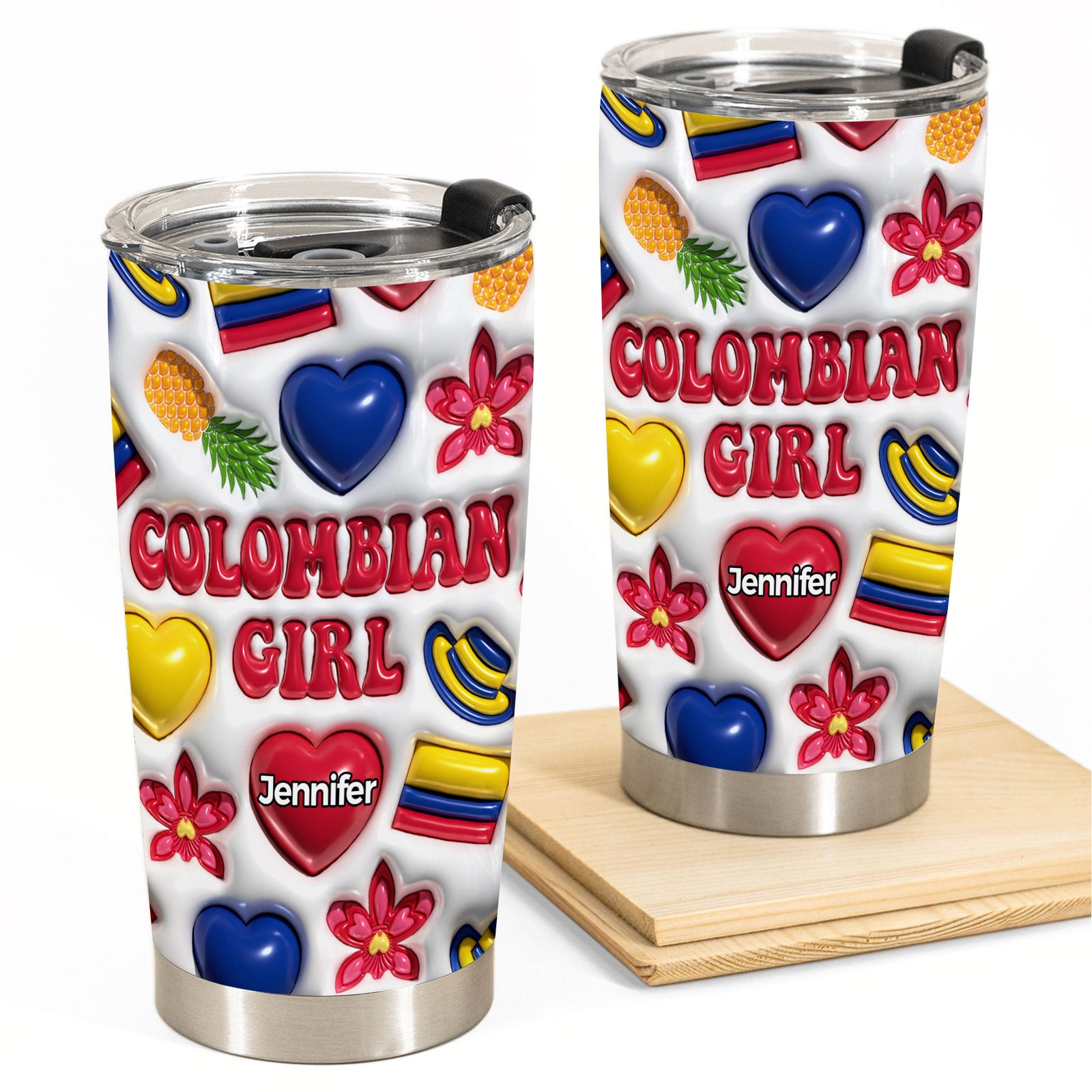 Colombian Girl Personalized Tumbler With Your Name