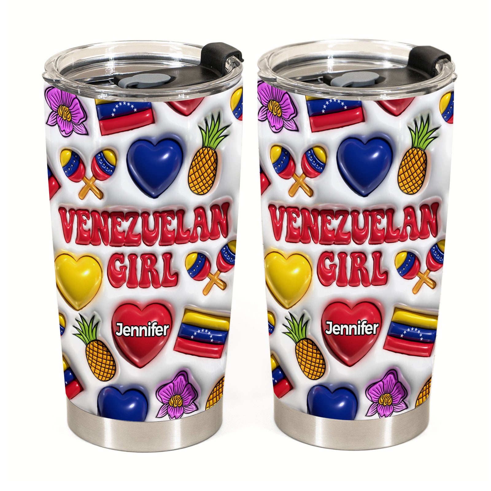Venezuelan Girl Personalized Tumbler With Your Name