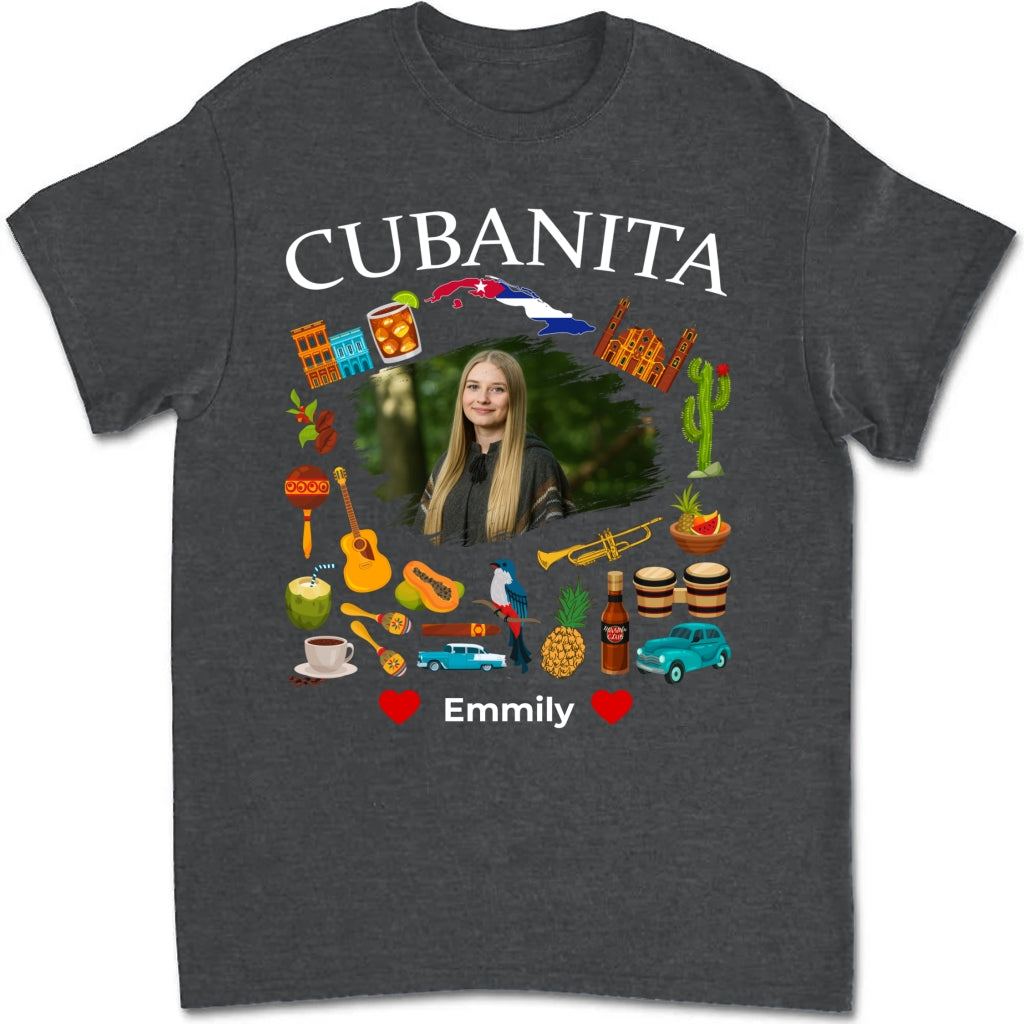 Personalized Cubanita Cuba T-shirt Symbols With Photo