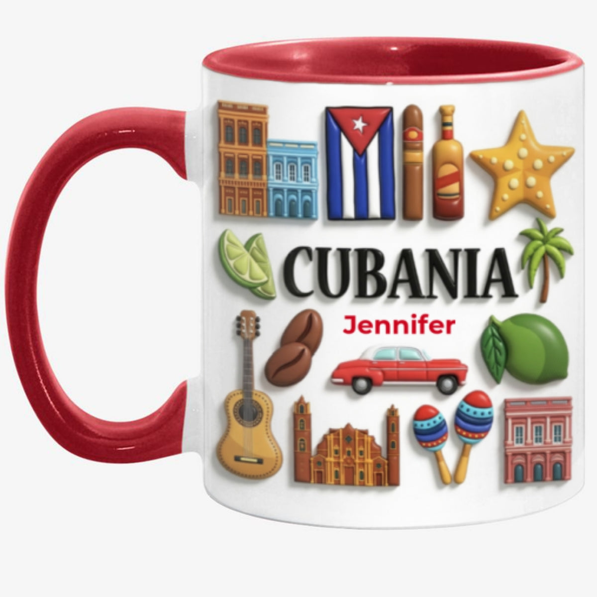 Custom Cubanita Accent Mug With Many Cuba Symbols