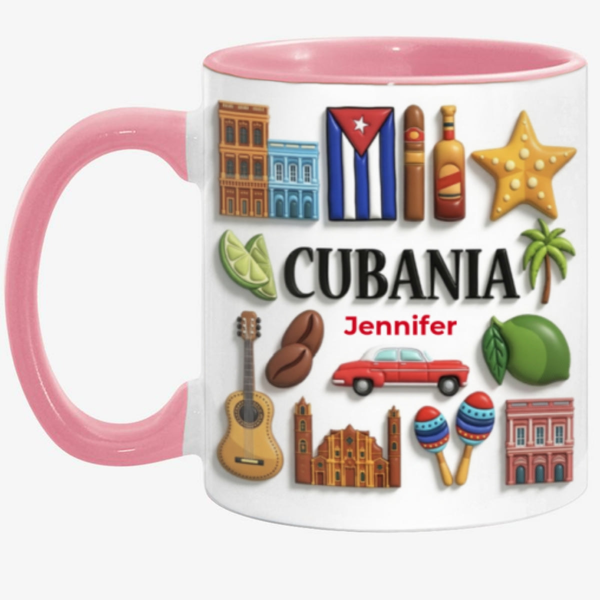 Custom Cubanita Accent Mug With Many Cuba Symbols