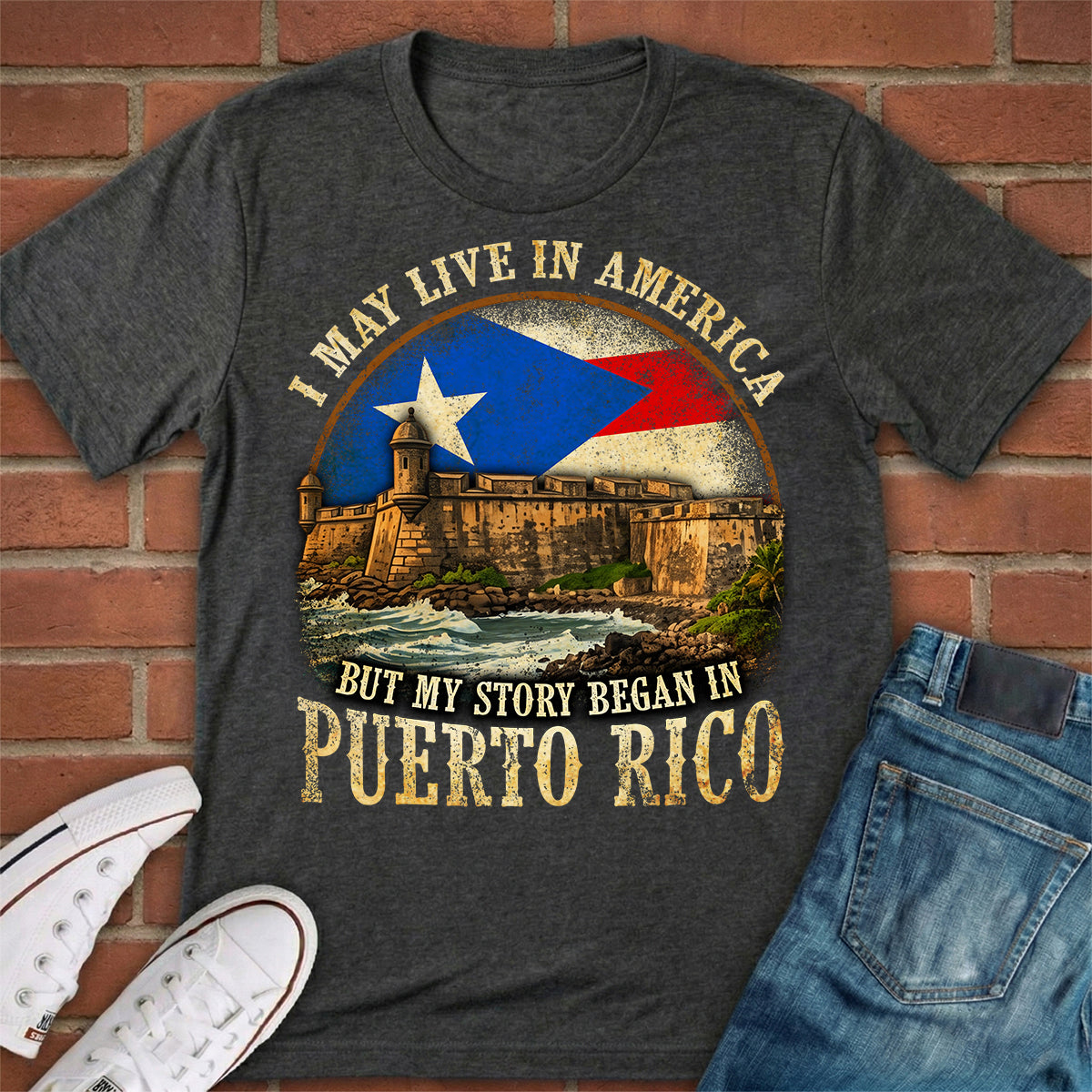 My Story Began In Puerto Rico A Half Flag T-shirt