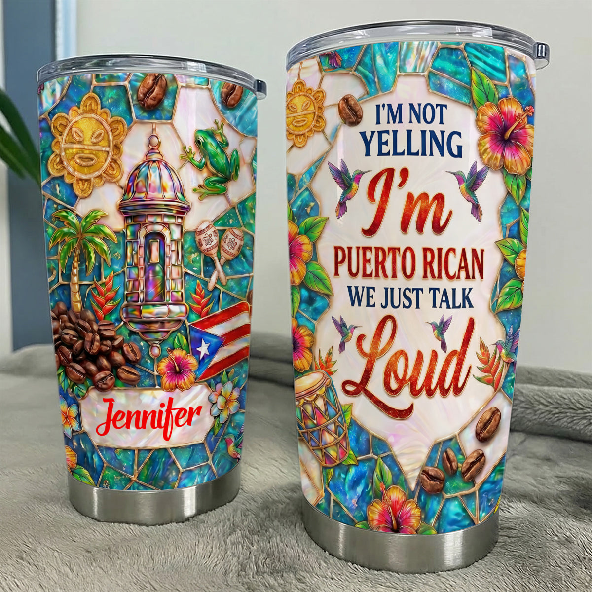 Custom I'm Puerto Rican Tumbler With 3D Print