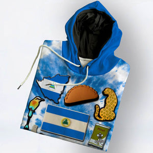 Nicaragua Flag Hoodie With Symbols Tie Dye