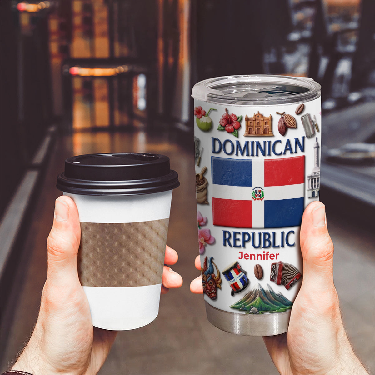 Custom Dominican Republic Map, Flag In Two Sides Tumbler