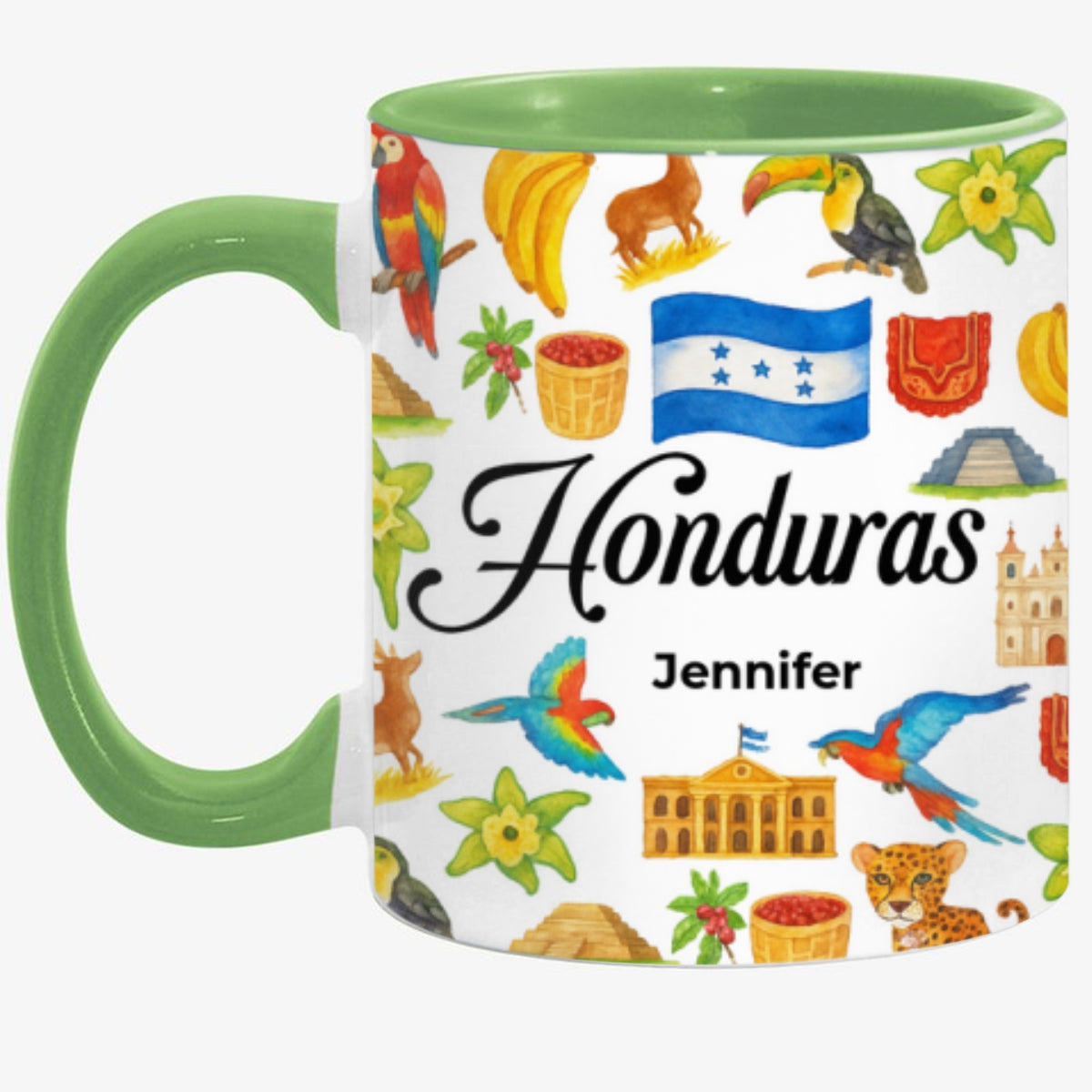 Custom Honduras Accent Mug With Water Symbols, Name