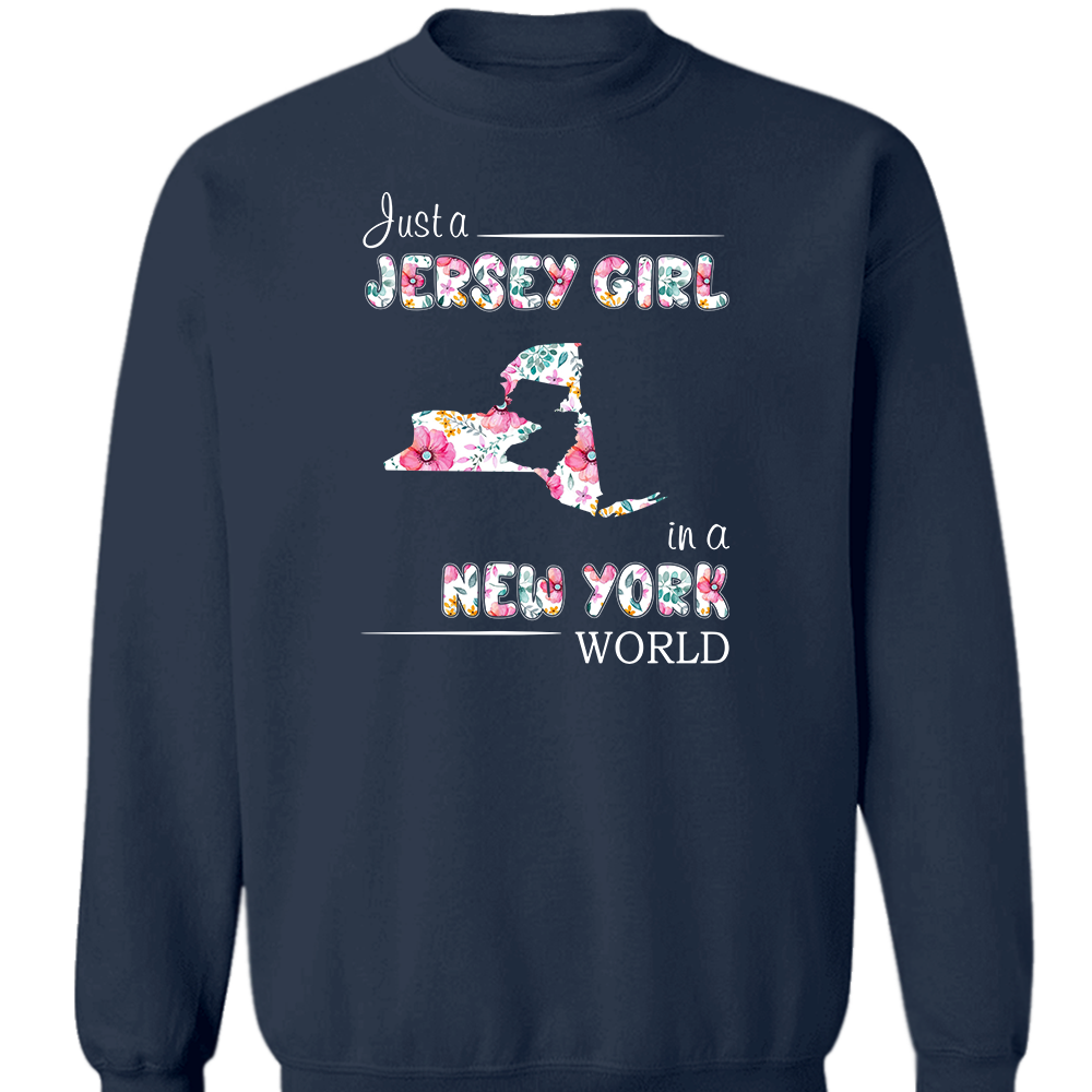 Just A Jersey Girl In A New York World Flower T-shirt