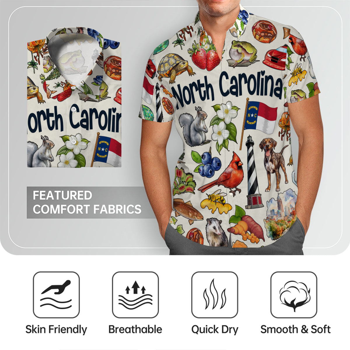 North Carolina Hawaiian Shirt For Vacation And Travel Lovers