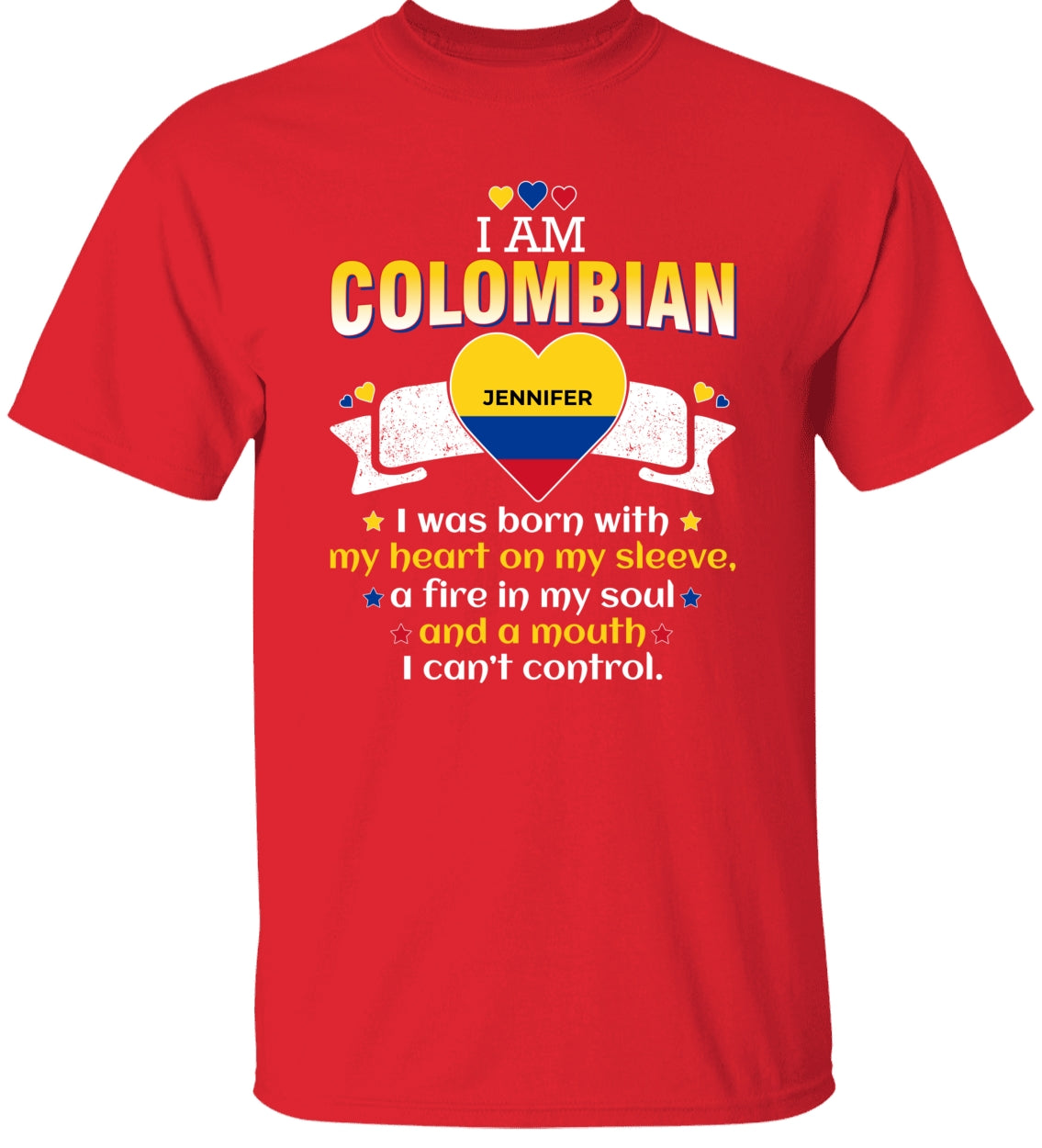Custom I Am Colombian T-shirt With Your Name On Heart