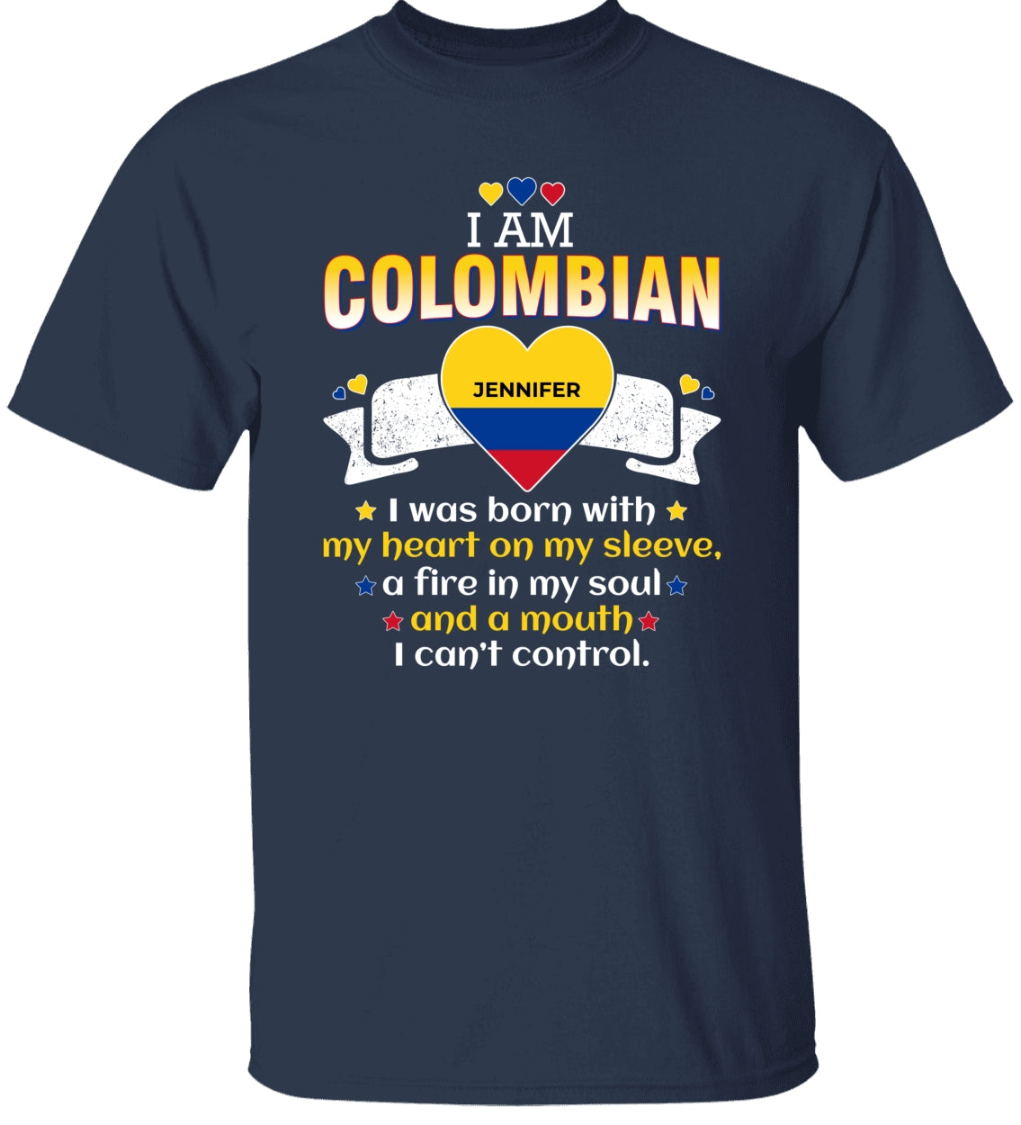 Custom I Am Colombian T-shirt With Your Name On Heart