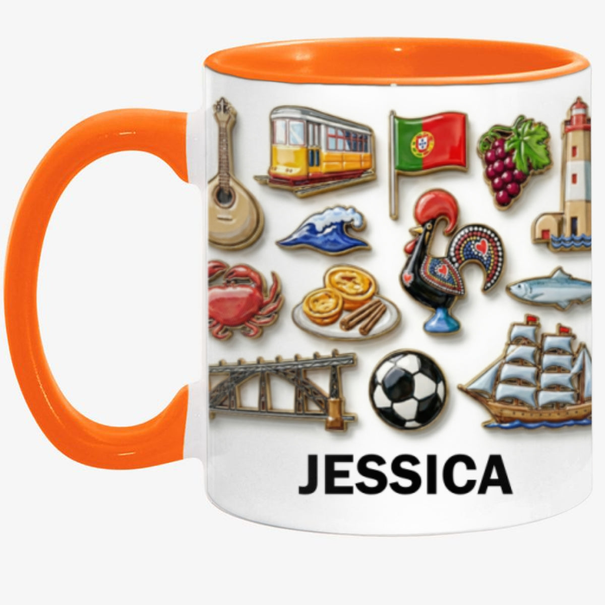 Portugal Culture 2D Printed Coffee Mug Cup Personalized With Name