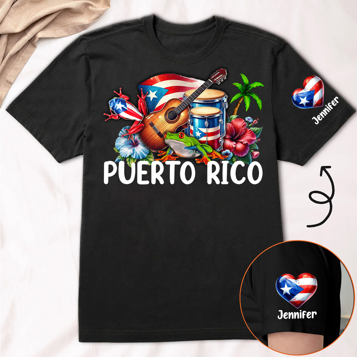 Custom Puerto Rico Puerto Rican Symbols T-shirt And Name