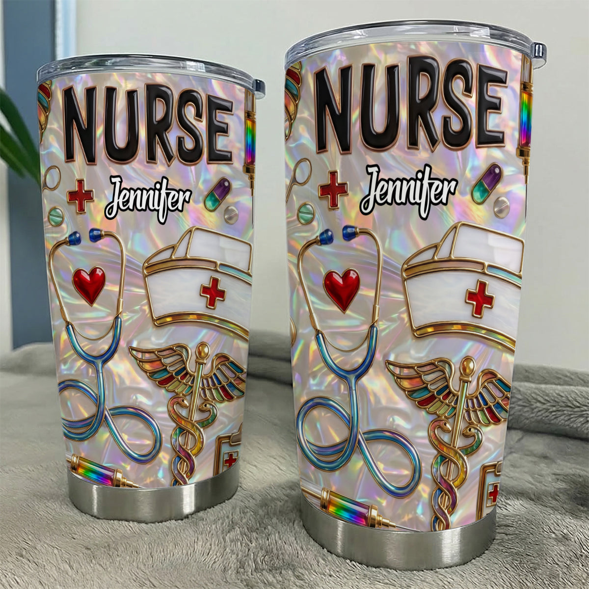 Custom Nurse Tumbler With 3D Effect Print