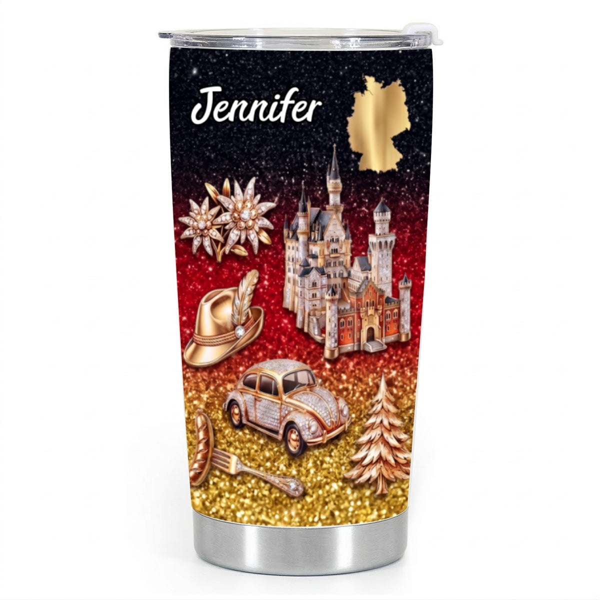 Custom Germany Tumbler With Germany Symbols Effect Print