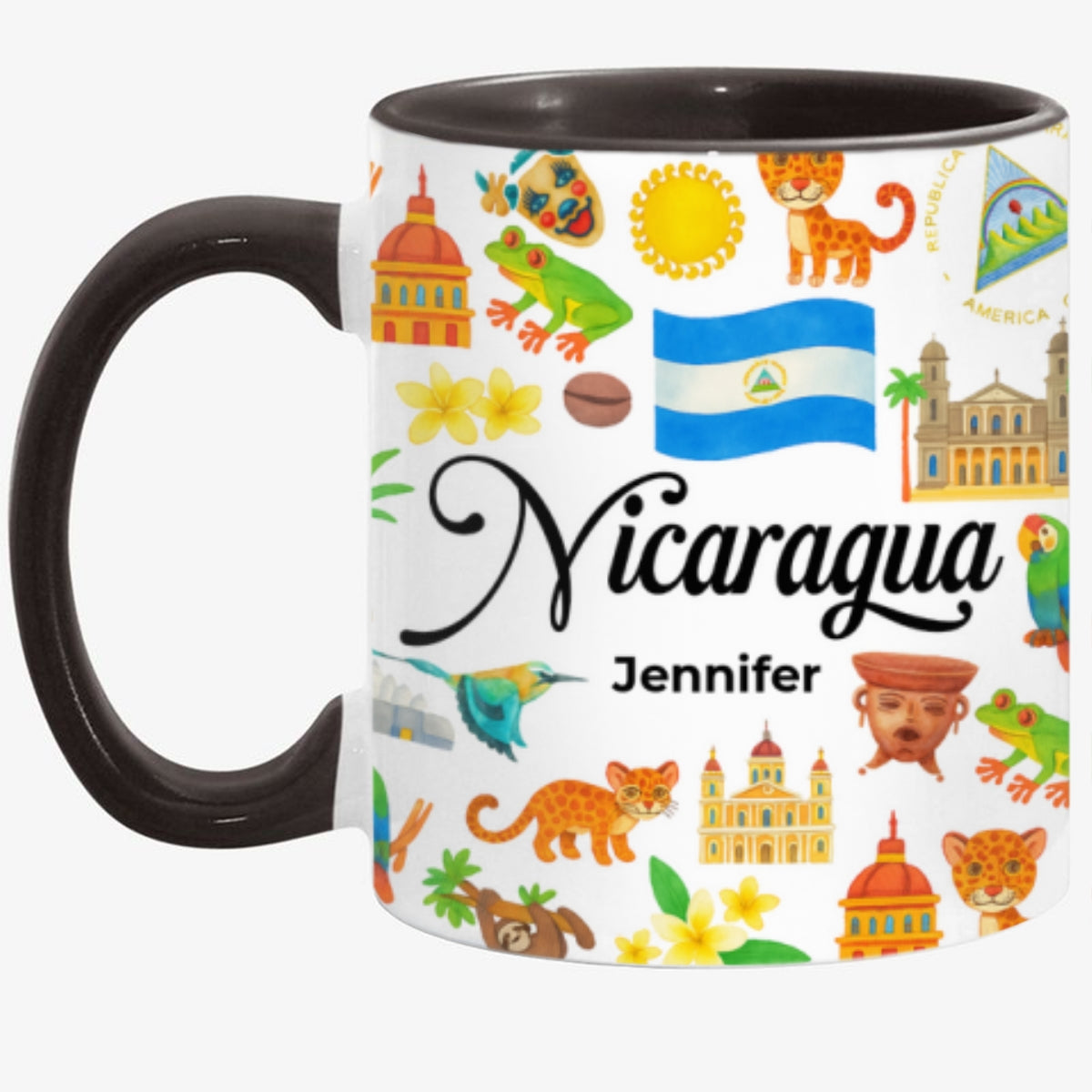 Custom Nicaragua Accent Mug With Water Symbols, Name