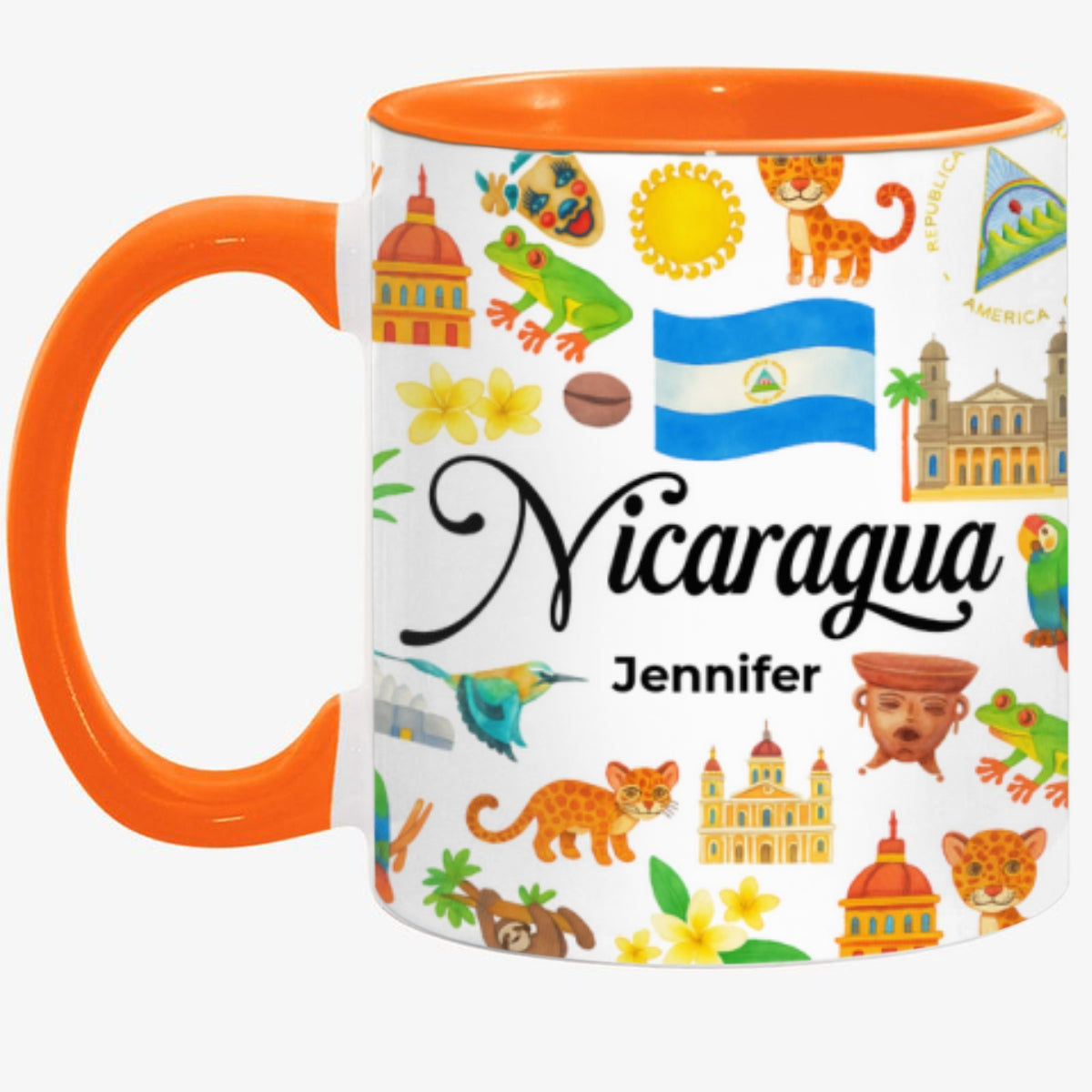 Custom Nicaragua Accent Mug With Water Symbols, Name