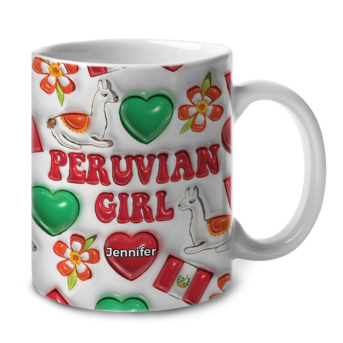 Peru Peruvian Girl Coffee Mug Cup With Custom Your Name