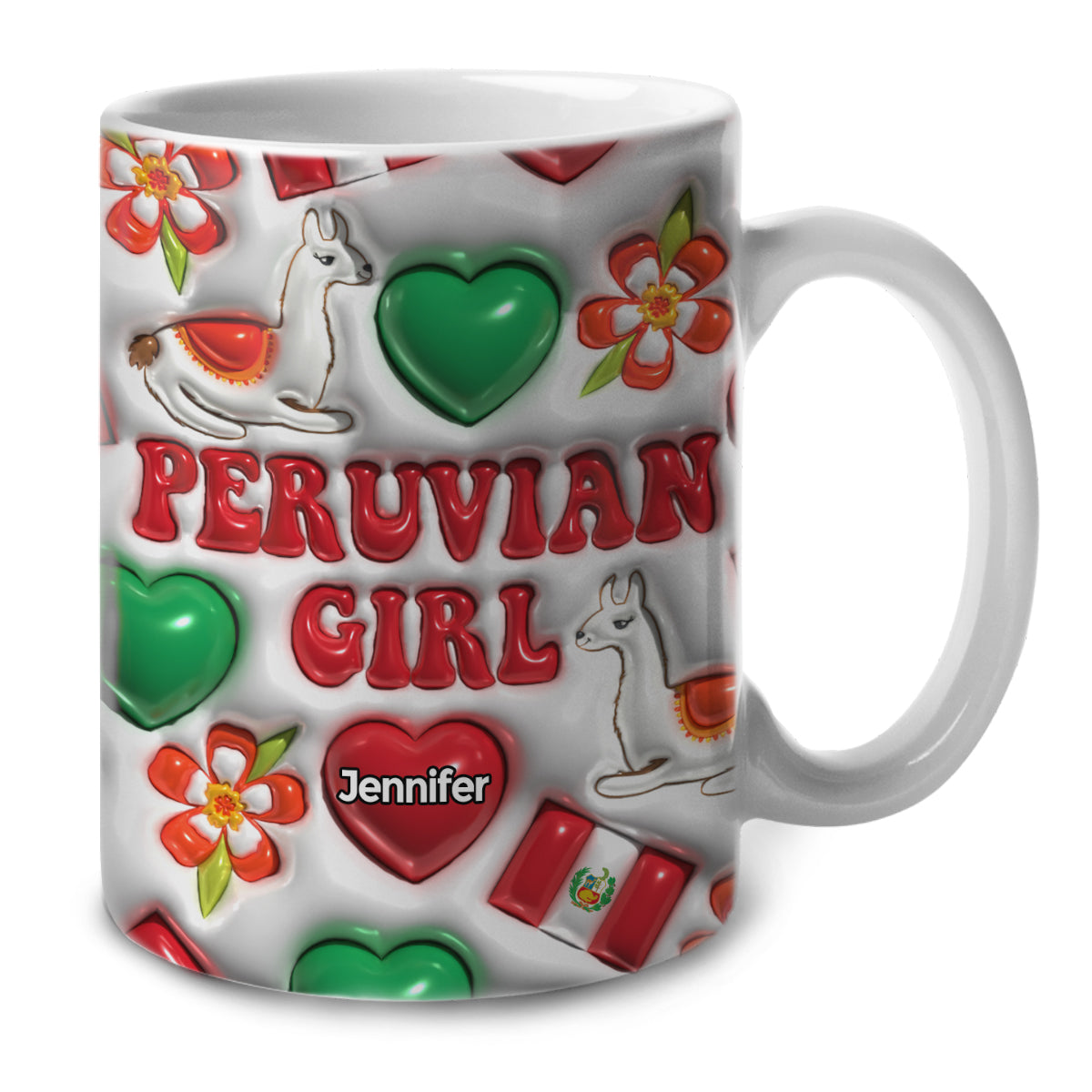 Peru Peruvian Girl Coffee Mug Cup With Custom Your Name