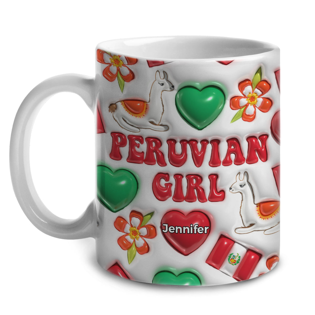 Peru Peruvian Girl Coffee Mug Cup With Custom Your Name