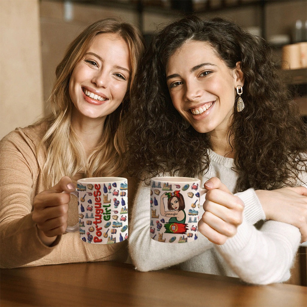 Custom Proud Portuguese Girl Mug And Your Name