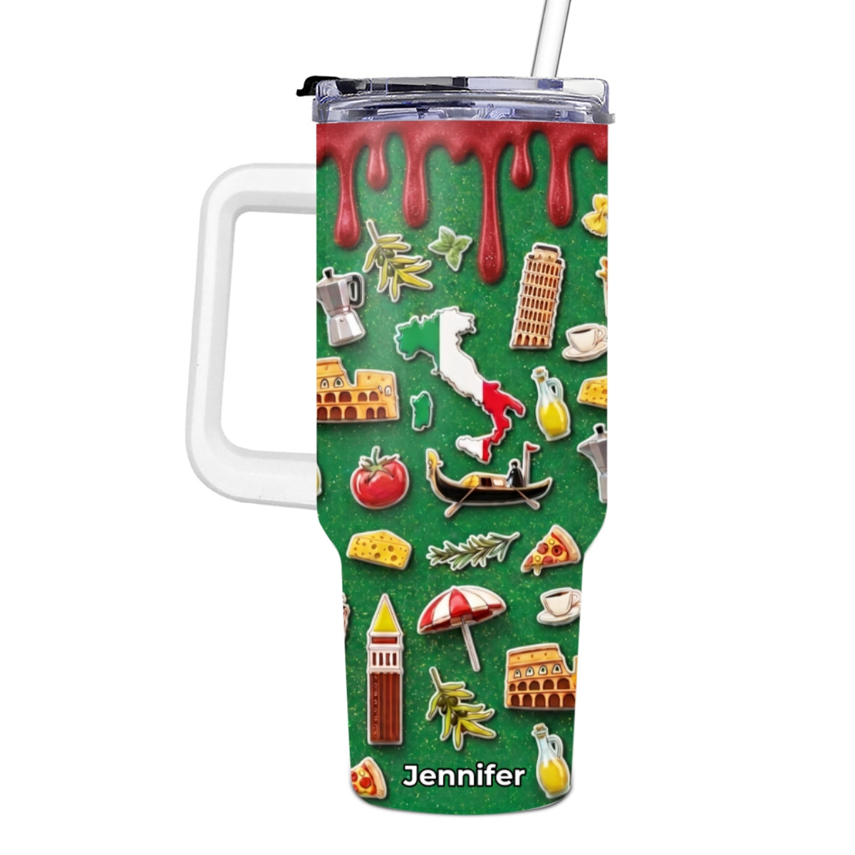 Custom Italy With Color Of Italy Flag Tumbler