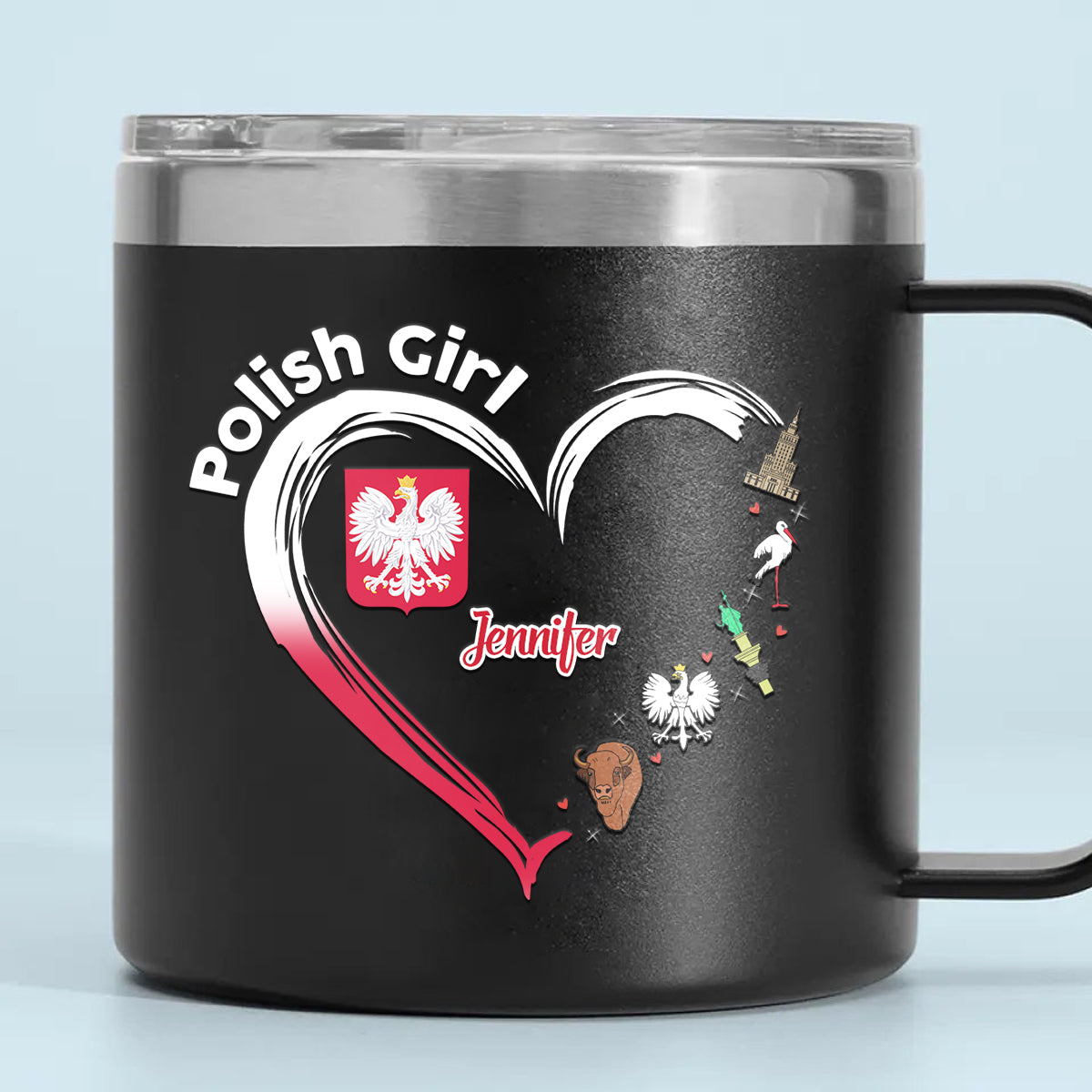 Polish Girl Custom 14oz Stainless Steel Tumbler With Handle