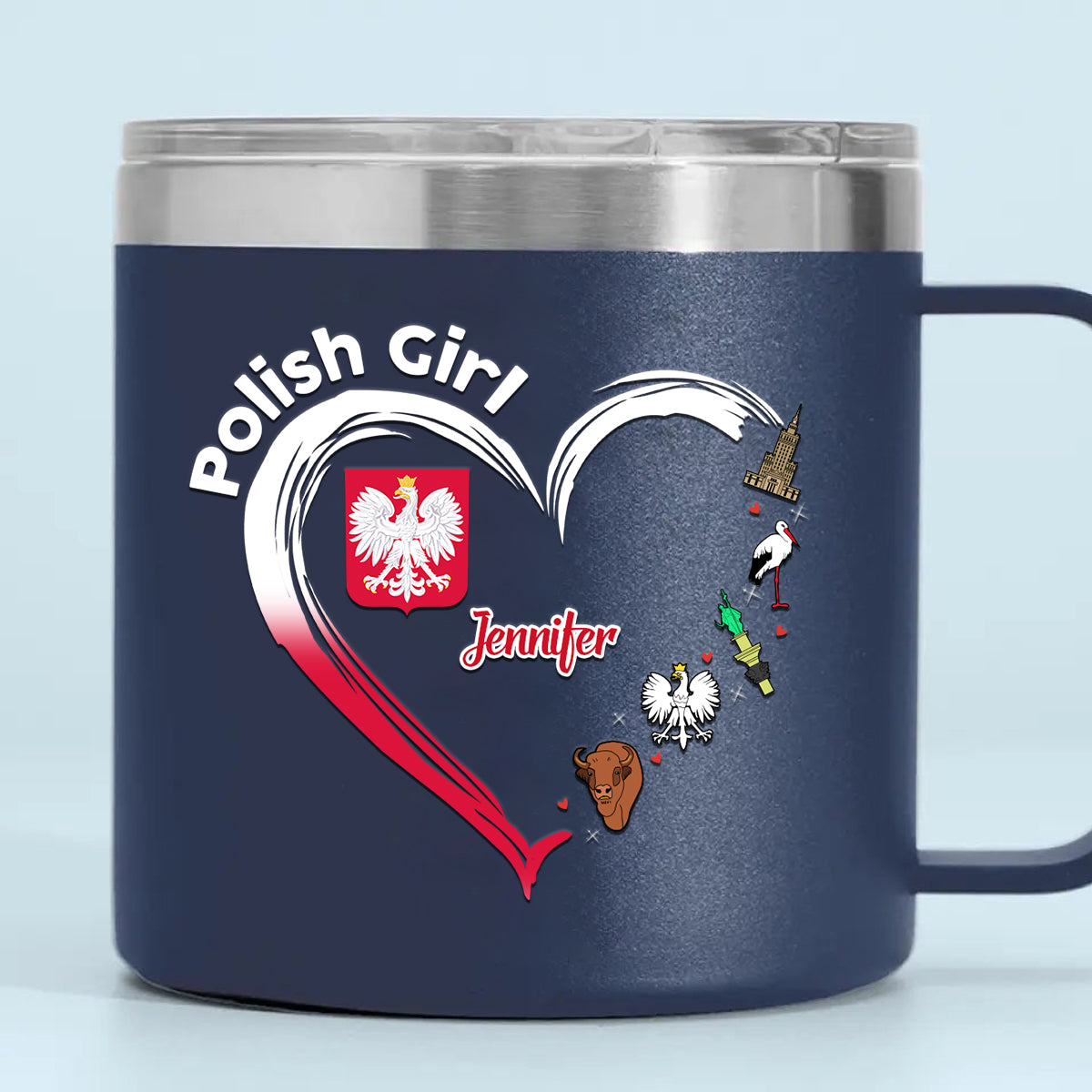 Polish Girl Custom 14oz Stainless Steel Tumbler With Handle